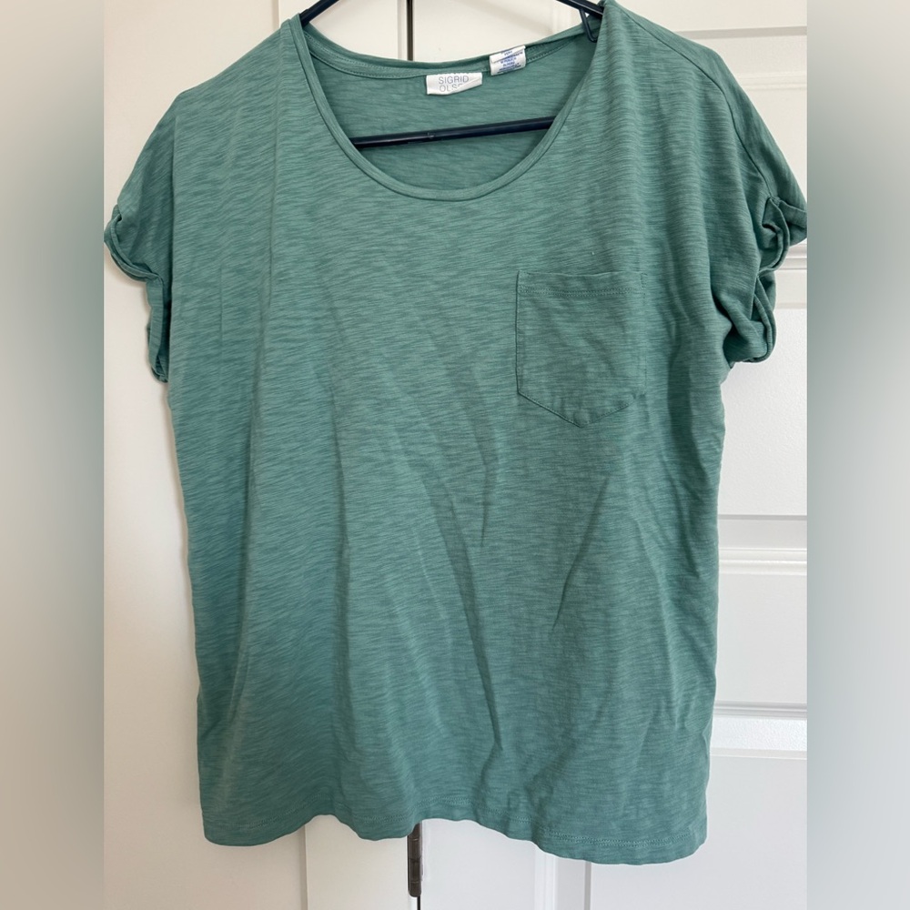 Sigrid Olsen Seafoam color Pocket Tee